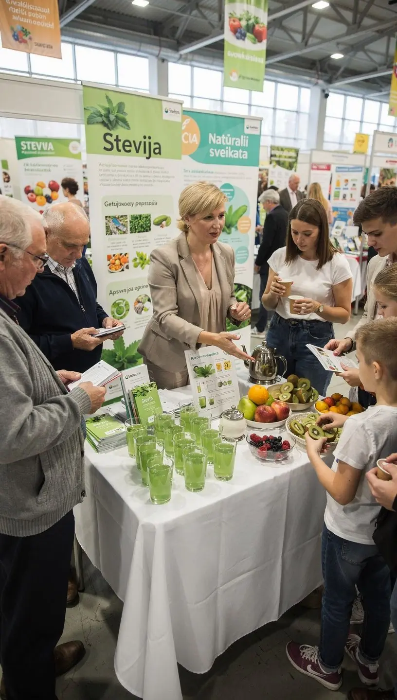 Žolelių arbata su stevia, patiekiama šiltame puodelyje