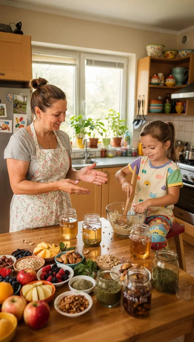 Stevijos augalas, naudojamas natūraliam saldikliui gaminti.